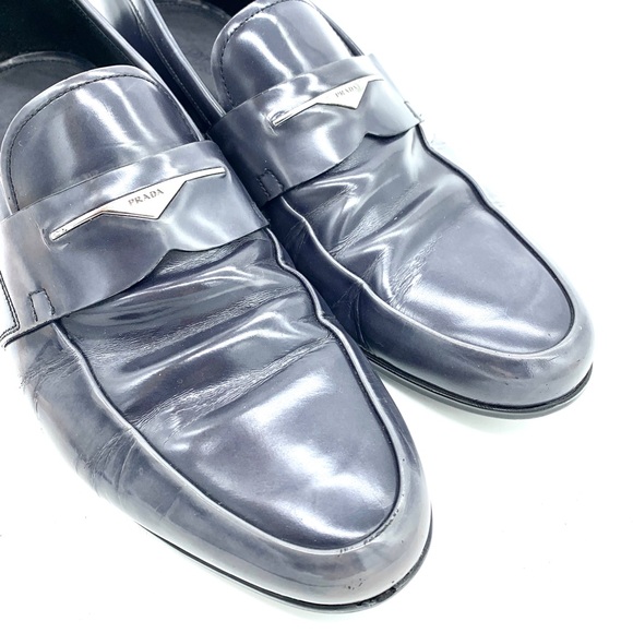 Prada Gray Marble Patent Leather Loafers Men - Picture 13 of 16